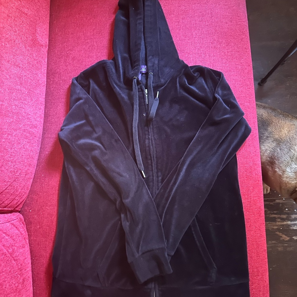 Gloria Vanderbilt Black Velvet Hoodie Sweater